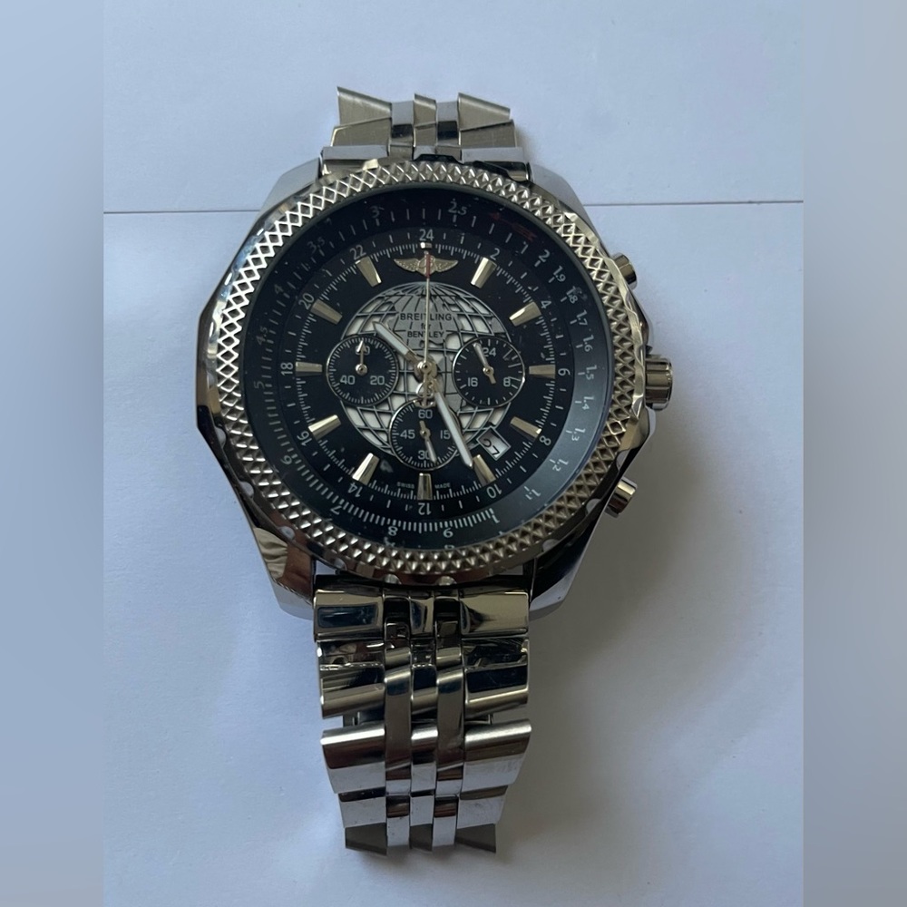 Breitling Black and Silver Chronograph Watch